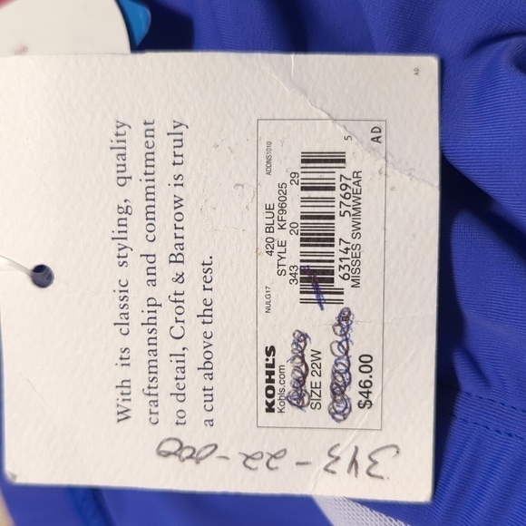 NWT Croft & Barrow plus size women's bathing suit skirt 22W periwinkle blue - Picture 9 of 10